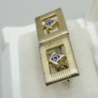 Vintage Masonic Mason Cufflinks Gold Tone Enamel Anson Bullet Back