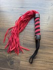 Bdsm Suede Flogger - Spanking Fetish Gear For Bdsm Enthusiasts - Red