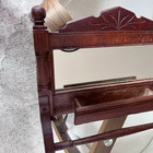 Antique 1800s Victorian Oak Bathroom Shaving Mirror Shelf Pocket Towel Bar