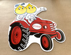 Vintage Large 19x16  Esso Boy   Girl Tractor Gas Pump Station Porcelain Sign