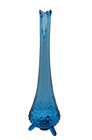 Vintage L  E  Smith Blue Hobnail Swung Stretch Three Toed Glass Vase 14  Tall