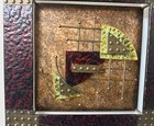 Stylish Geometric Abstract Wall Sculpture  Wood And Metal Wall Art 38x27 
