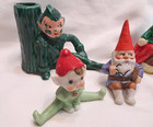 Vintage Ceramic Elf Pixie Gnome Figurine Lot Japan Mid Century Christmas Decor