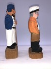 Vintage Hand Carved Folk Art Wooden Nautical Fishermen Sailor 4 5  Set-of-2