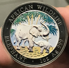 2007 Somalia Somali Republic 1oz  999 Silver African Wildlife Elephant Color