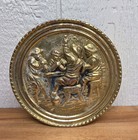 Vintage Brass Wall Pocket Made In England Pub Scene Rusty Crusty Decor