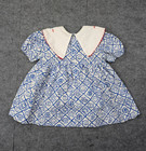 Vintage Dress Girls 2t Toddler Sailor Collar Nautical Novelty Retro Blue Beach