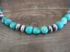 Sterling Silver Navajo Pearl   Turquoise 19  Necklace By I  John