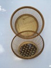 Vintage Asian Woven Bamboo Ratan Wicker Lucky Cricket Cage Basket Lid Boho 7   x 5