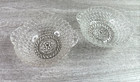 Lot Of 2 Vintage Clear Glass Diamond Quilt Pattern - Small Handle Bowls
