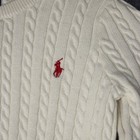 Polo Ralph Lauren Cardigan Girls 6 White Cable Knit Cotton Sweater Pony Logo