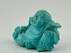 Carved Hubei Turquoise Laughing Buddha Figure 1      Tall Chinese 1950s Vtg 33 9g