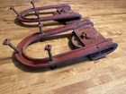 Set Pair Of Antique Vintage Horseshoe Cast Iron Barn Door Rollers Hangers
