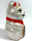 Maneki Neko Lucky Cat Small Figurine Beckoning Cat Japanese Vintage Iridescent