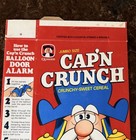 Vintage 1980 s Quaker Cap n Crunch Cereal Box W balloon Door Alarm Premium Offer