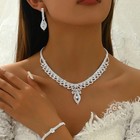 3-5pc Women s Fashion Rhinestone Necklace Earring  Bracelet   Ring Jewelry Set