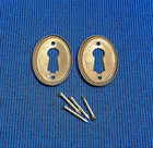 2 Vintage Solid Brass Key Hole Covers With Pins