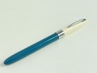 Vintage Mid Century Sheaffer Peacock Blue  Cream   Chrome School Fountain Pen
