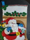 Christmas Stocking Felt Hand Stitched Bucilla Santa s Visit Finished 17 Inches