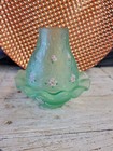 Fenton Hand Painted Green Satin Spanish Lace Fairy Lamp 