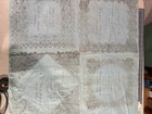 Antique Linen Stamped Fabric For 4 Battenburg Lace Doilies Light Blue 26  X 25 