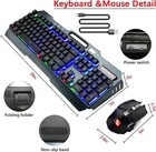 Wireless Membrane Gaming Keyboard And Mouse Combo Rainbow Led Backlit 2400 Dpi