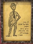 Vintage Judaica Jewish Hebrew Heart Man Picture Framed Judaism Israel Moor