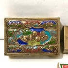 2 Gold Tone Figural Matchboxes Enamel Cherub And 1 Flower Pill Box Vintage