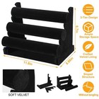 3-tier Bracelet Display Stand Watch Holder Velvet Jewelry Bangle Rack Organizer