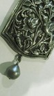 Art Nouveau Style Repurposed Sterling Silver Black Pearl Necklace