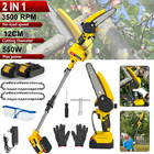 2in1 Cordless Pole Saw   Mini Chainsaw Long Reach 21v Electric Chain Saw 6-inch