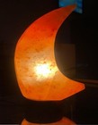 Himalayan Pink Salt Lamp Moon With Wooden Base  Dimmer Switch And A Pair Of Bulb