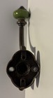 Antique Brass Tree Hall   Coat Hook With Olive Porcelain Knobs - 1 Only