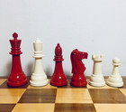 Very Rare Gallant Knight Xl Chess Set  Pieces Red Original  1950s  5    King