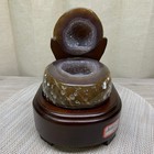 2 3lb  Natural Agate Treasure Basin Geode Crystal Cluster Specimen With Wooden B
