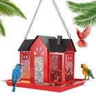 Metal Bird House Feeders For Outside Hanging Bird Feeder With Visible Window