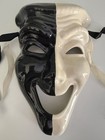 Vintage Hand Painted Ceramic Black And White Mardi Gras Mask New Orleans Signed
