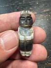 Vintage Tibetan Dzi Bead Pendant - Carved Agate Female Figure Amulet 36mm