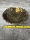 Vintage Brass Serving Tray Round Gallery Edge Pierced Rim Ornate Etched 10   