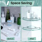 2 Pcs Corner Shower Shelf 2-tier Glass Corner Shelf Stainless Steel Wall Mounted