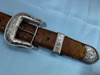 Fritch Bros Sterling Silver Western Rope Trim Buckle Set Nocona Ostrich Belt