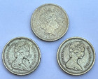 Foreign Coins - Uk  Lot Of 3 Coins  1-pound Coins From 1983  1984 And 2007