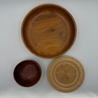 Lot Of 3 Hand Turned Wooden Bowls By Don Reeser Signed Folk Art Wood Carved Nc