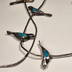 Native American Sterling Silver Blue Bird Turquoise Fetish 28   Necklace - 11 Pc