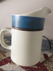 Vintage Royal Prestige Genuine Stone Ware Pitcher Cream  Blue Trim