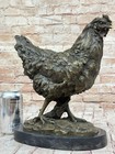 Art Deco Hand Made Extra Large Rooster Bronze Sculpture Wit Marble Base Sale Art
