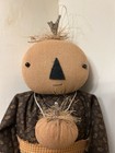 16  Handmade Primitive Fall Halloween Pumpkin Head Doll With Pumpkin Necklace