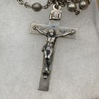Vtg Rosary All Sterling Silver Crucifix Sacred Heart Medallion 59 Sm Beads 18 Gr