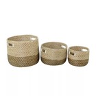 Set Of 3 Seagrass Storage Baskets Khaki - Olivia   May