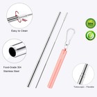 2 Pack Reusable Metal Straws Collapsible Stainless Steel Drinking Straw Trave   